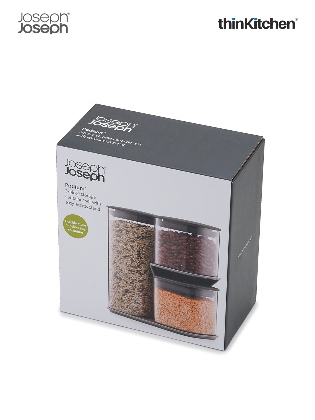 Joseph Joseph Storageware_Lunch Boxes & Jars Joseph Joseph Food Storage Podium 3-Piece Storage Jar Set With Stand