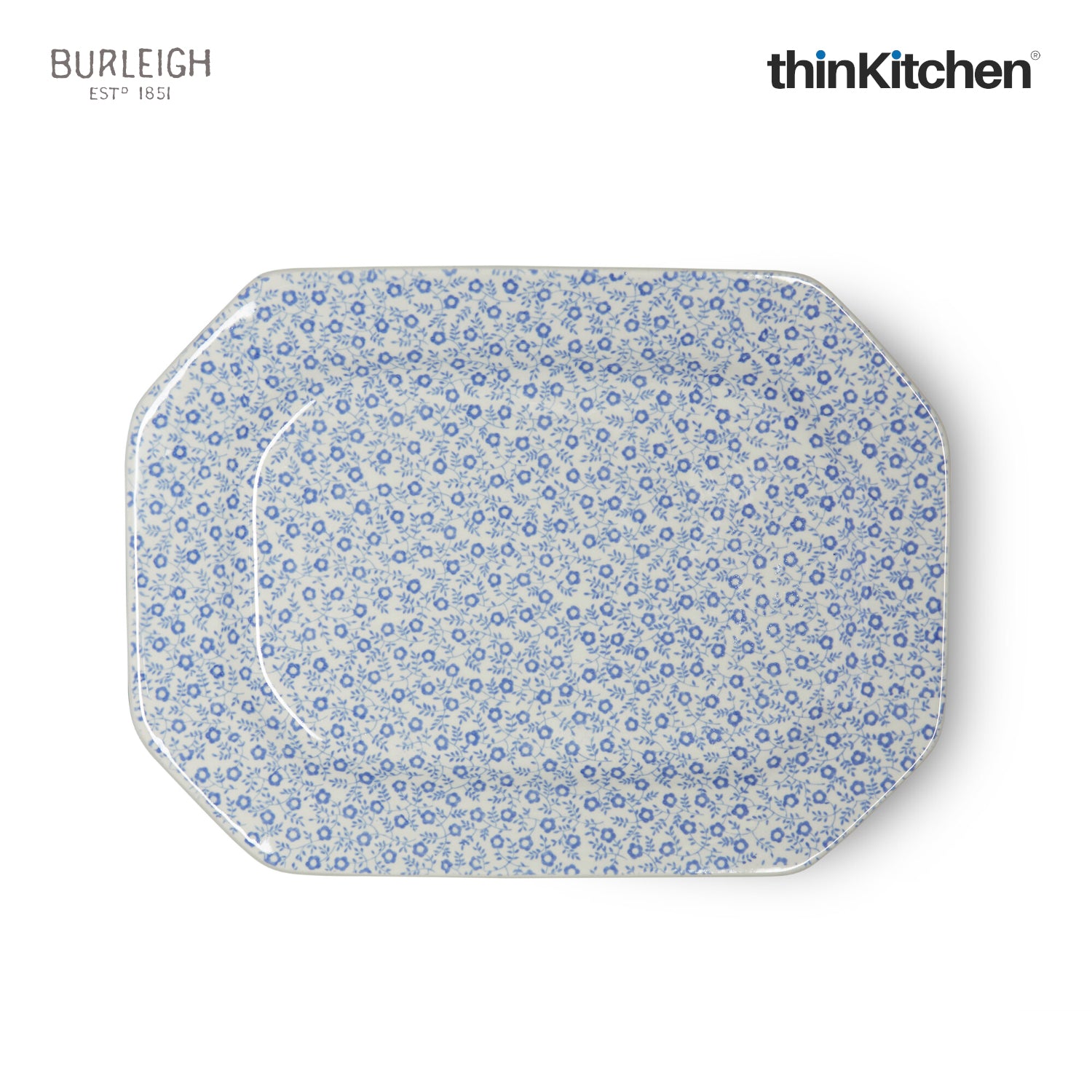 Burleigh Blue Felicity Rectangular Platter 25cm - 1