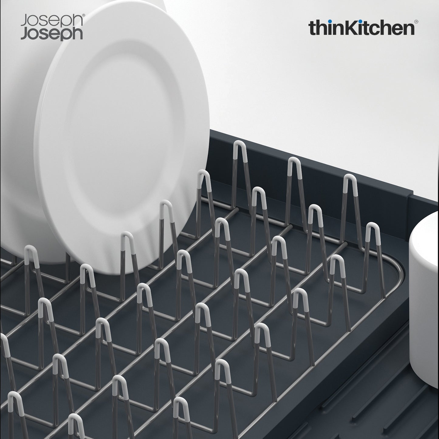 Joseph Joseph Expandable Dish Drying Rack – Grey | Premium Kitchen Dish Rack for Drying Dishes with Drainer Spout, Cutlery Holder & Non-Slip Base