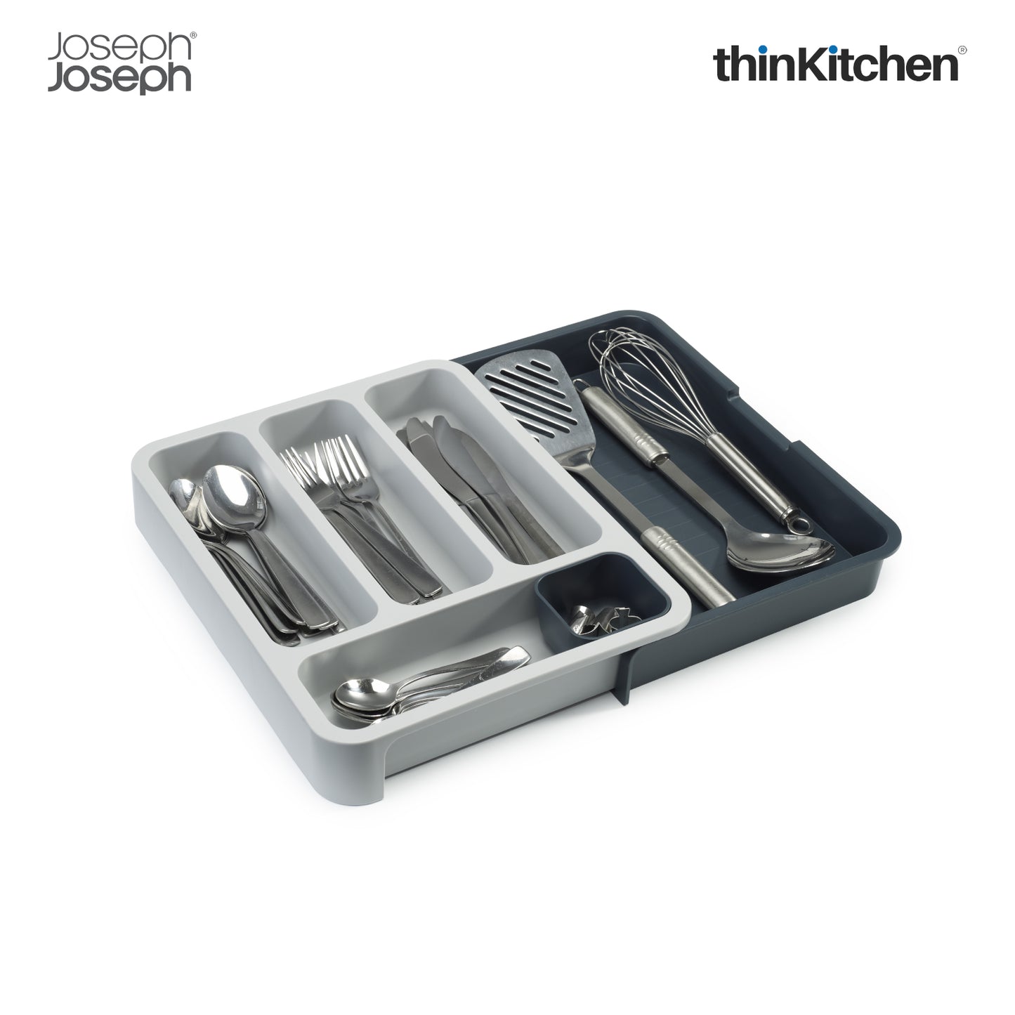 Joseph Joseph DrawerStore Expandable Cutlery Tray | Silicone Cutlery Tray | Smart Cutlery Drawer Organizer
