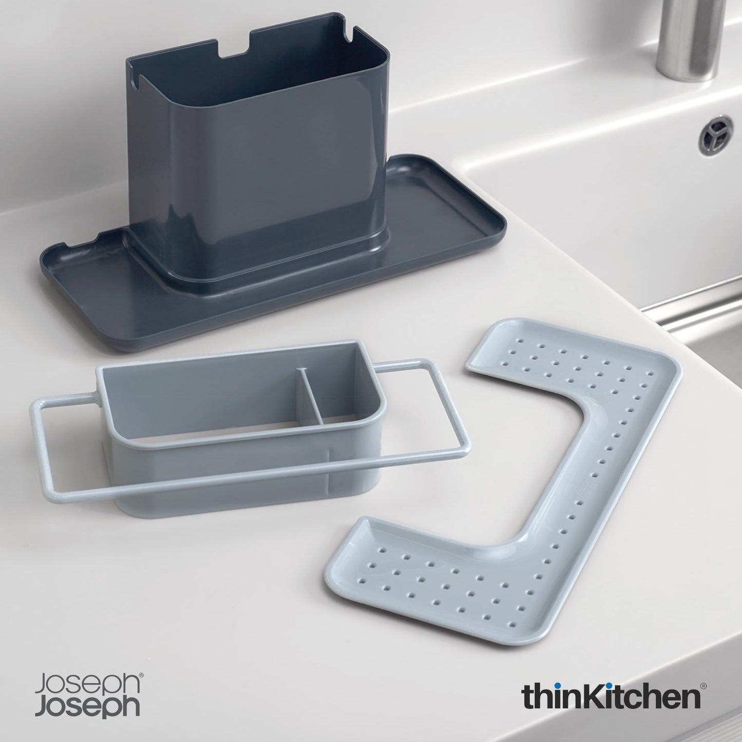 Joseph Joseph Palm Scrub Brush x Caddy Large Sink Tidier combo set