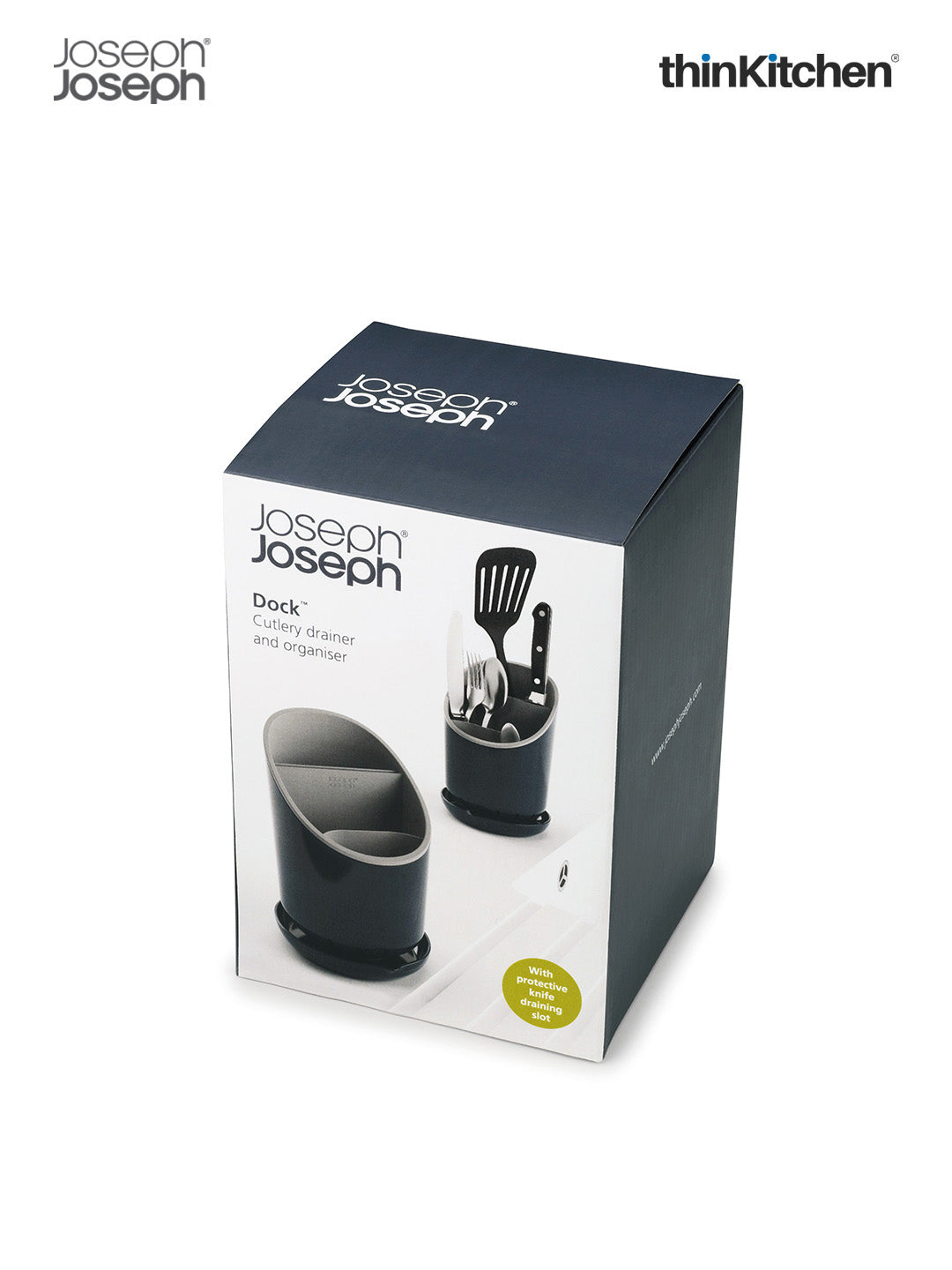 Joseph Joseph Dock Cutlery Drainer and Organiser | Tiered Sink-Side Storage | Grey