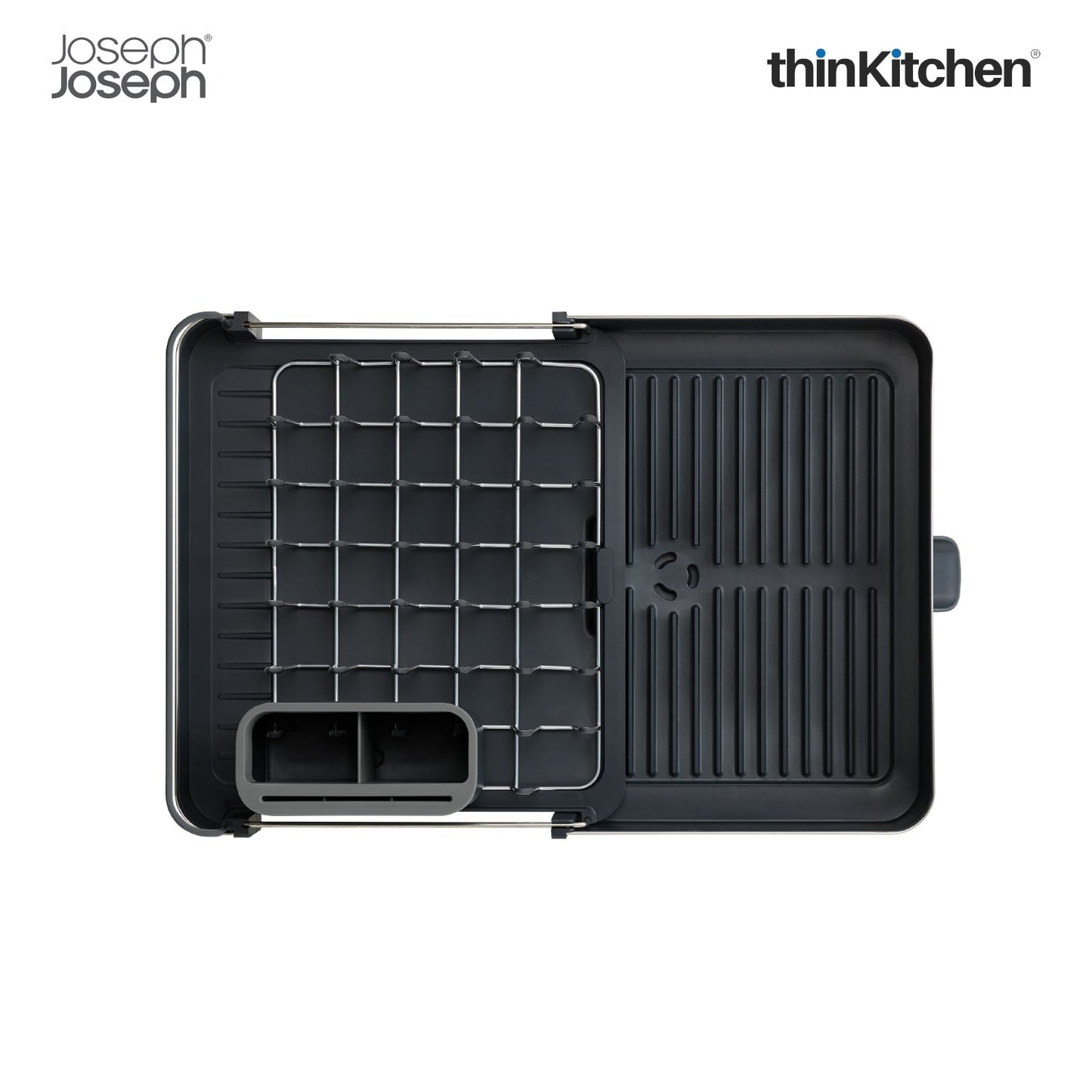 Joseph Joseph Extend Steel Dish Rack x Surface™ Large Sink Caddy with Sponge Holder, Grey combo set