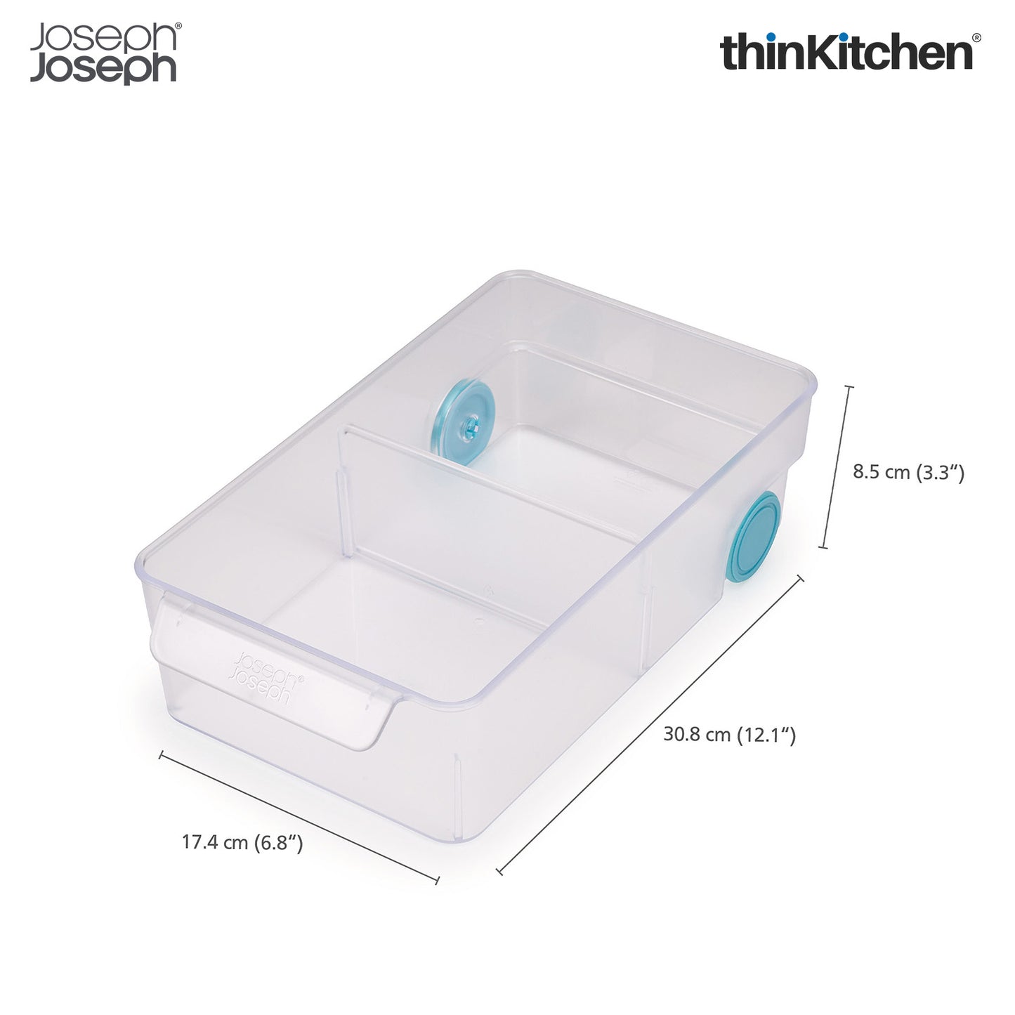 Joseph Joseph Premium Large Transparent Fridge Storage Drawer -12" x 6.8" | 2-Grid Organizer Container , Shelf Drawer, Organizer Bin