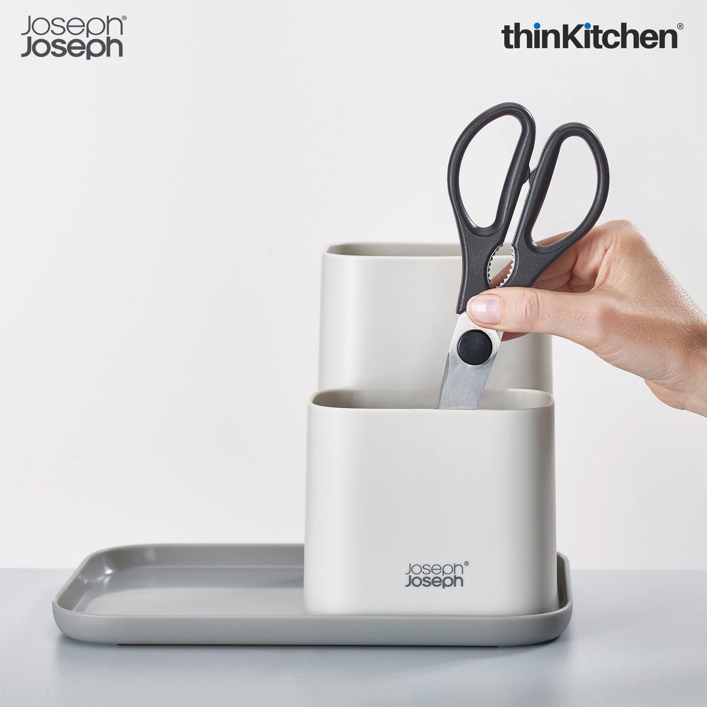 Joseph Joseph Duo Kitchen Counter Organizer, Kitchen and Storage Organisation for Gadgets, Utensils and Condiments, Grey