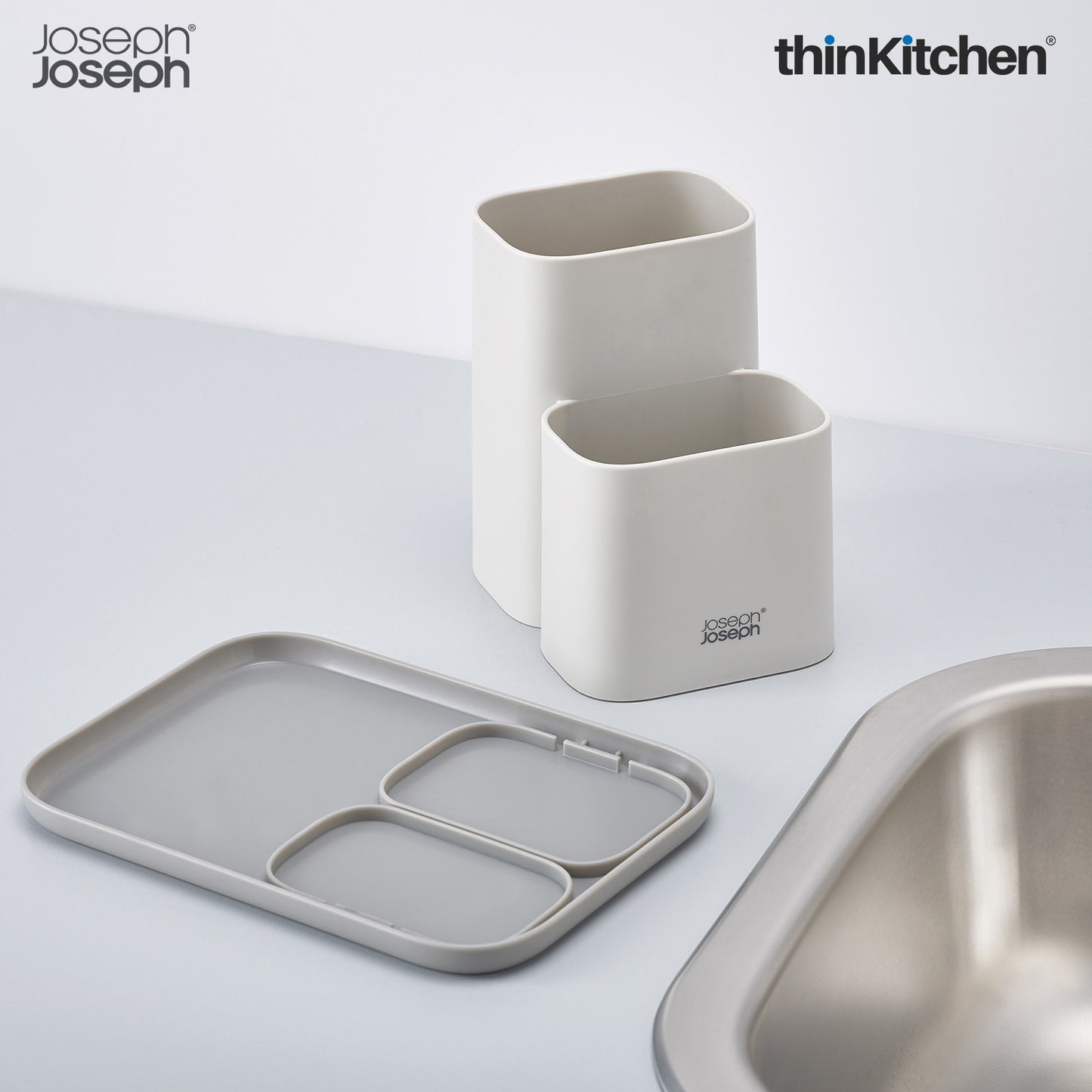 Joseph Joseph Duo Kitchen Counter Organizer, Kitchen and Storage Organisation for Gadgets, Utensils and Condiments, Grey