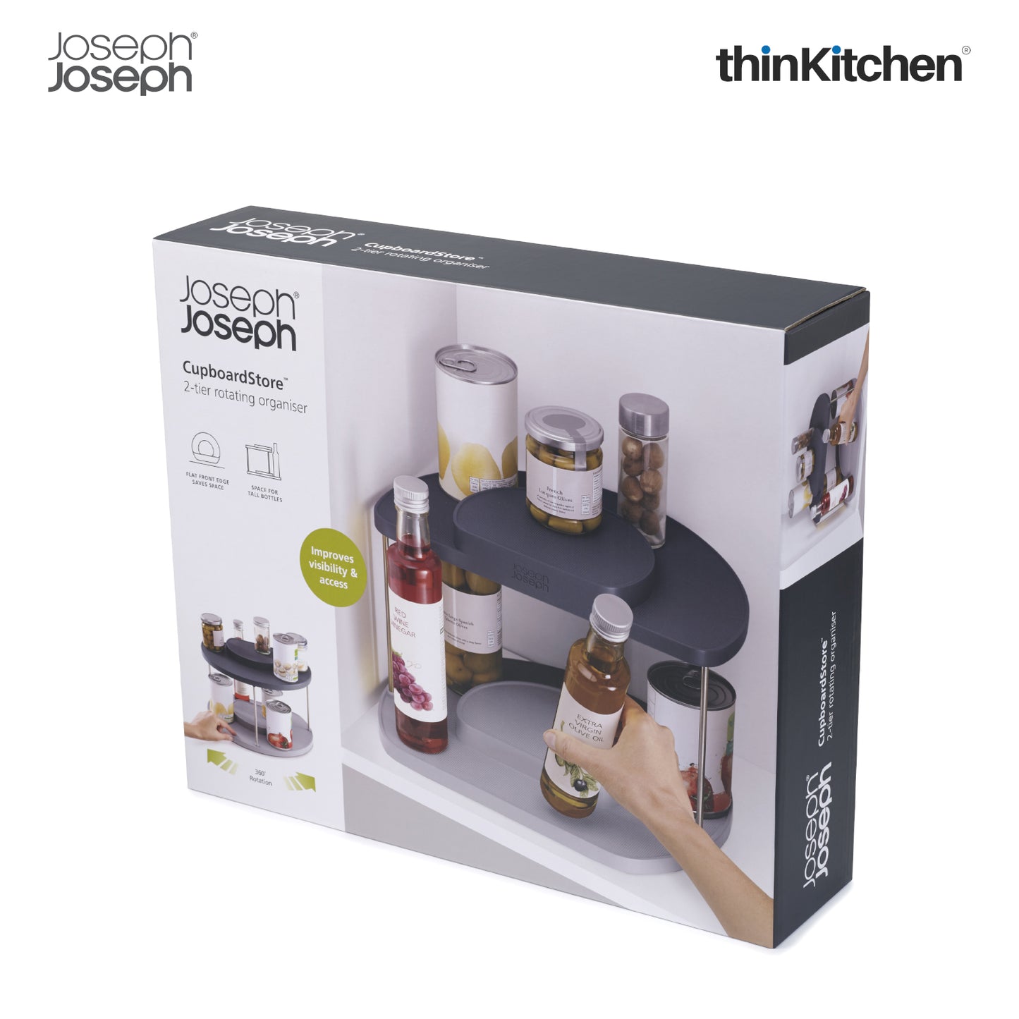 Joseph Joseph Cupboardstore 2 Tier Rotating Organiser Grey