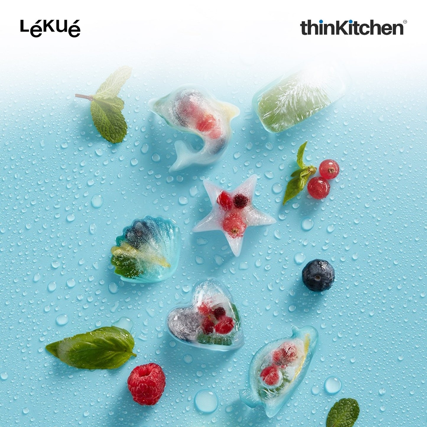 LÉKUÉ Premium Round 18 Cavity Ice Cube Tray with Lid - Red | Flexible, Reusable Ice Mould