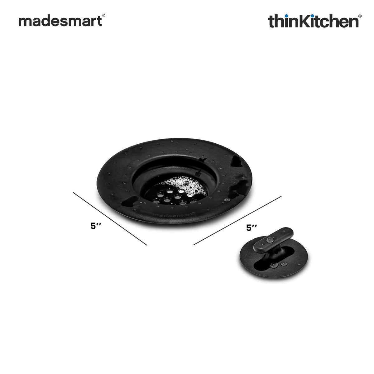 Madesmart 2-Piece Sink Drain Strainer And Stopper Set, Carbon