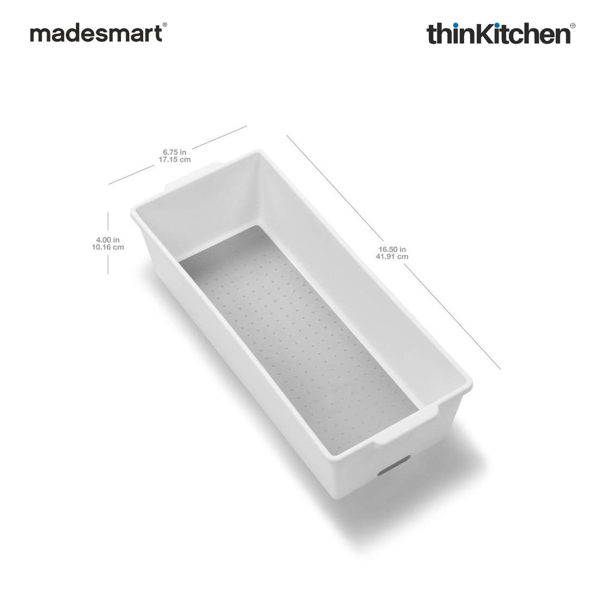 Madesmart Large Deep Storage Bin With Soft Grip Handles - White | Kitchen, Pantry, Cabinet & Under-Sink Organizer