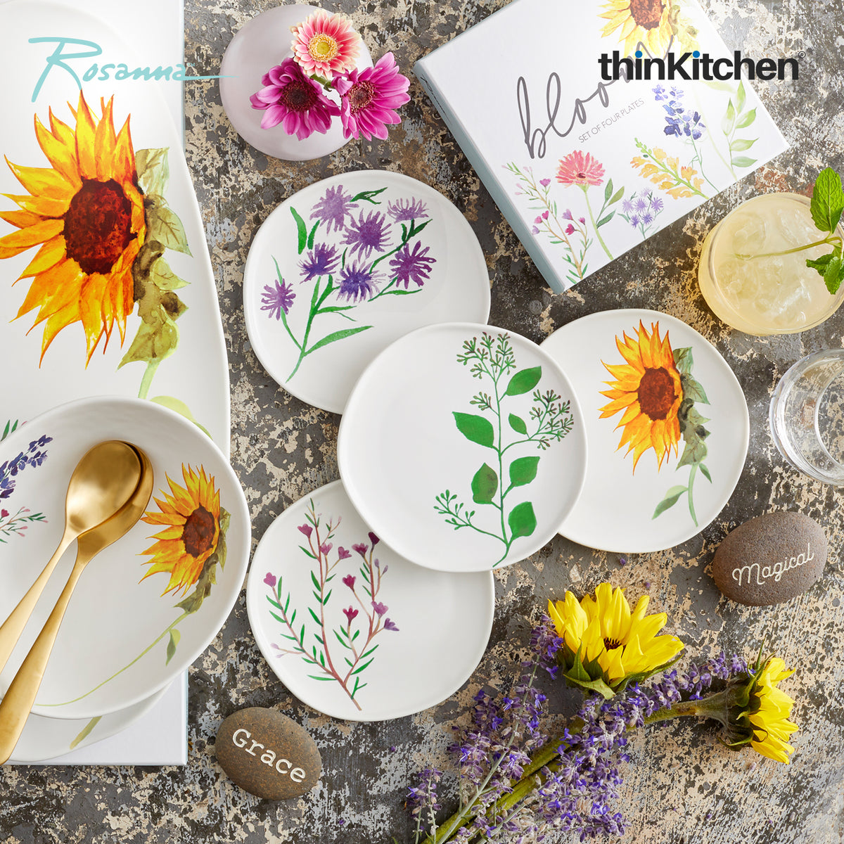 Rosanna Bloom Appetizer Plates, Set of 4 thinKitchen