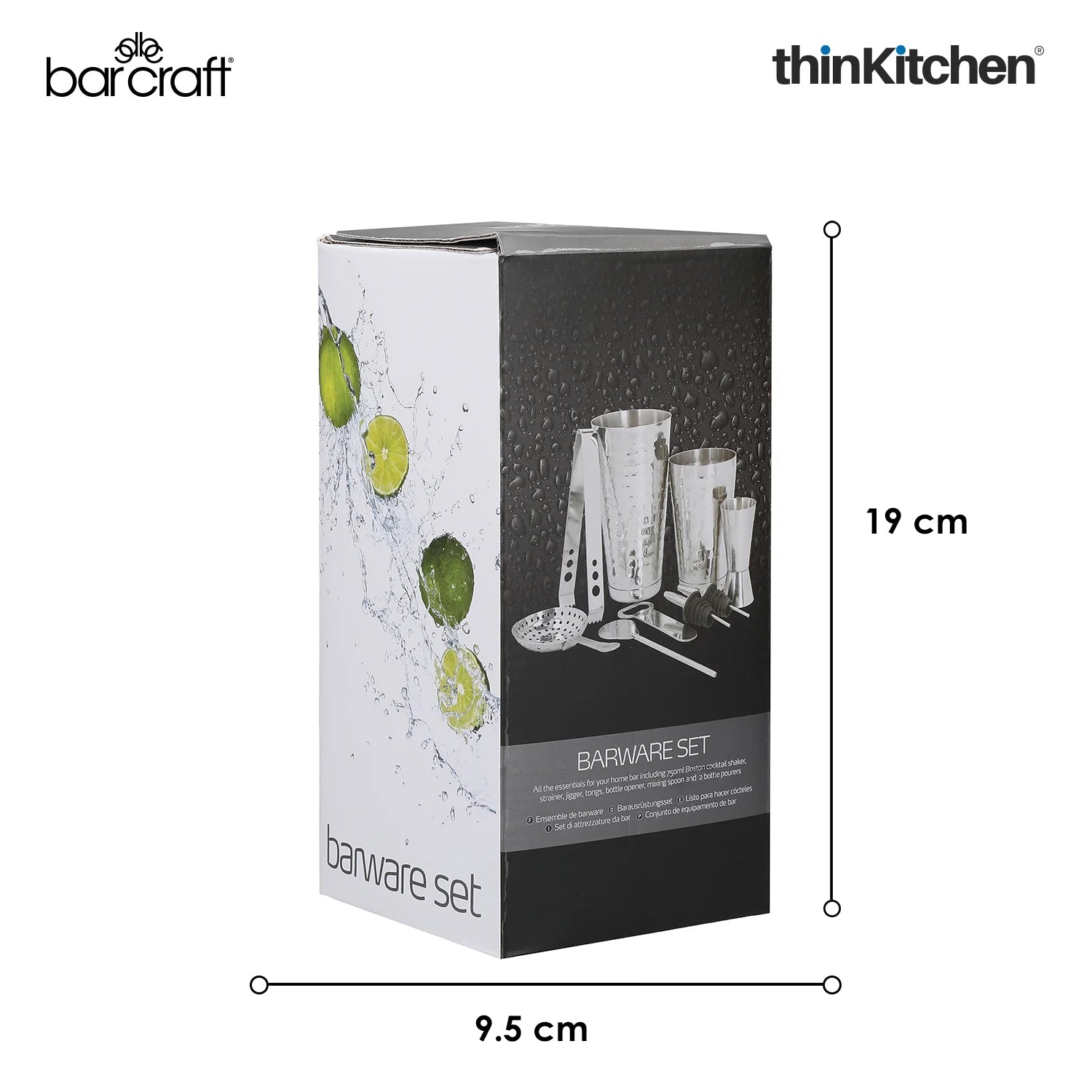 Barcraft Stainless Steel 8 Pc Boston Cocktail Set - 7