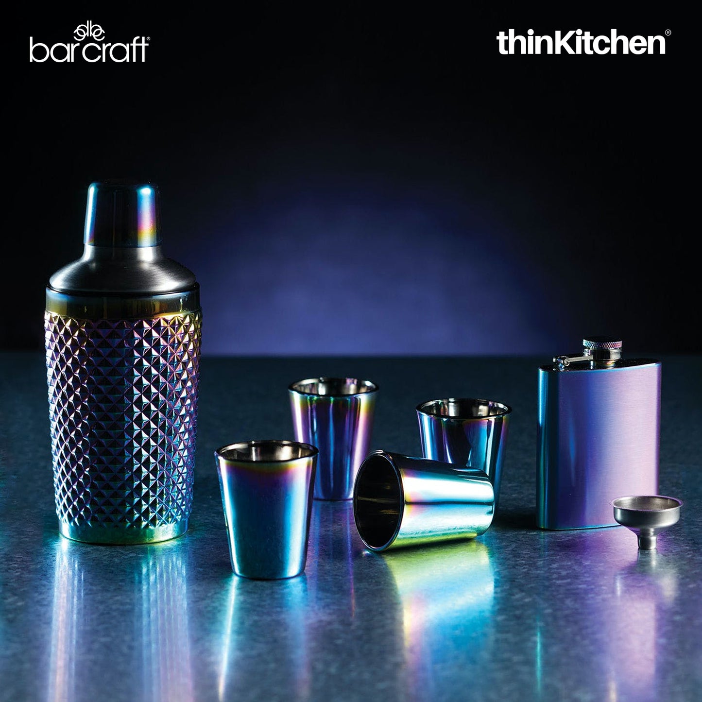 Barcraft Tropical Chic Rainbow Studded Boston Cocktail Shaker 300ml