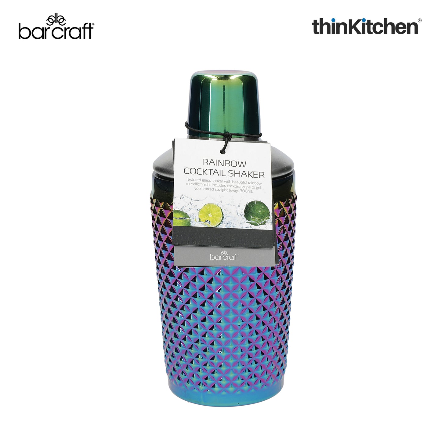 Barcraft Tropical Chic Rainbow Studded Boston Cocktail Shaker 300ml
