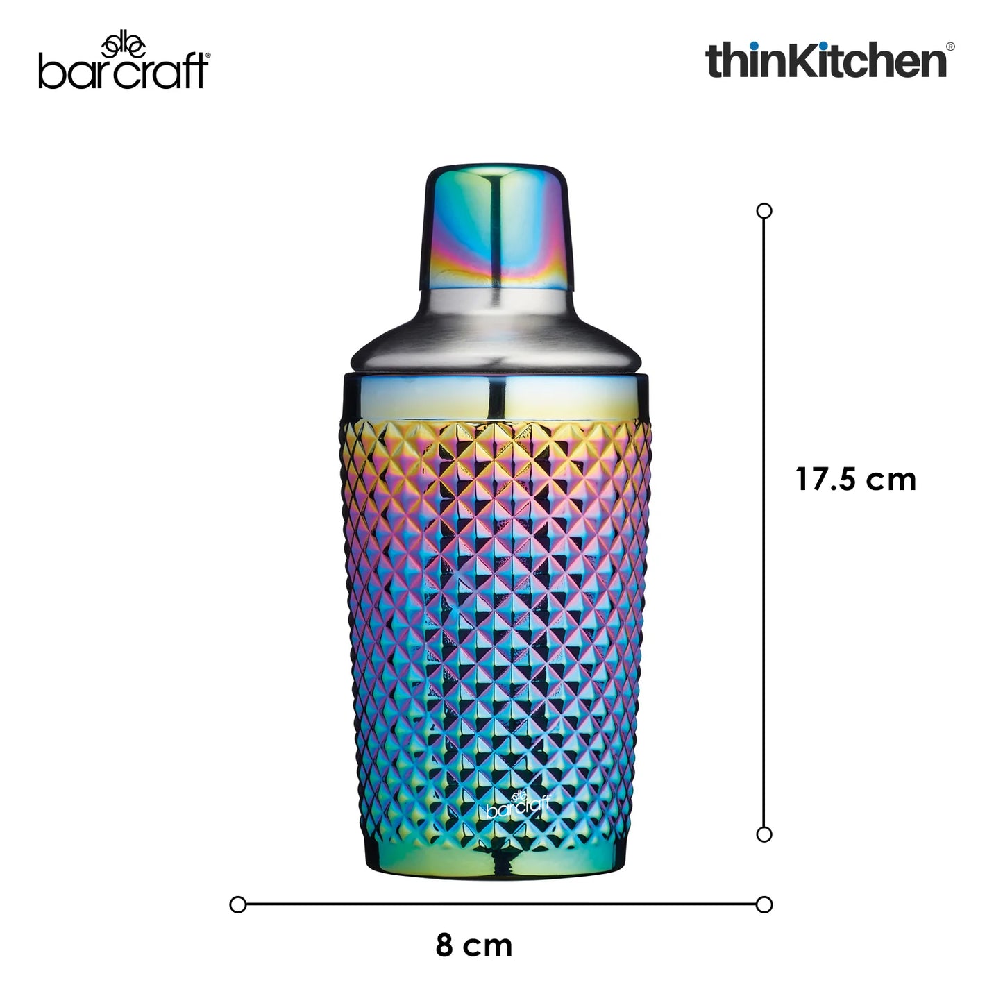 Barcraft Tropical Chic Rainbow Studded Boston Cocktail Shaker 300ml