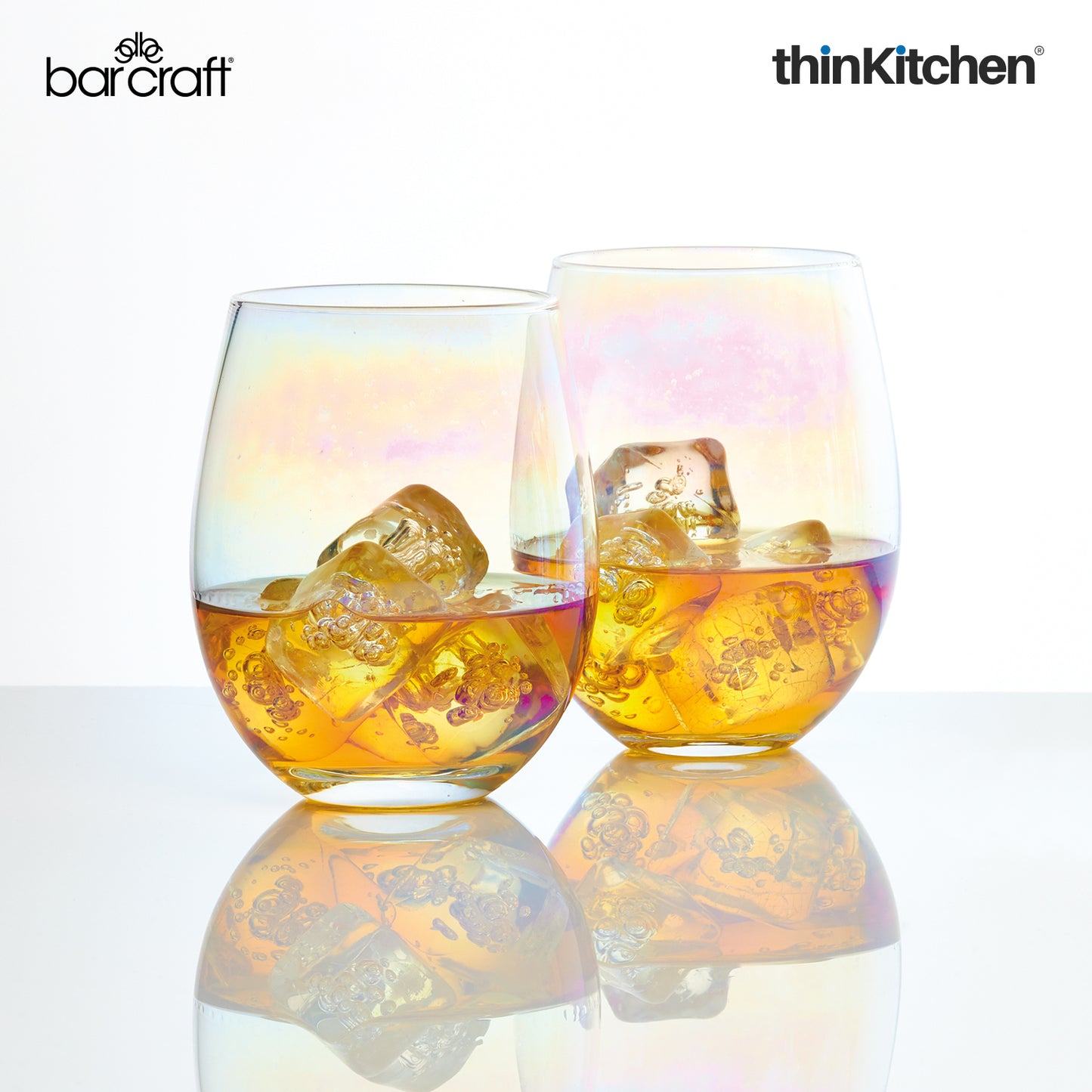 Barcraft Iridescent Glass Tumblers Set Of 2 600ml