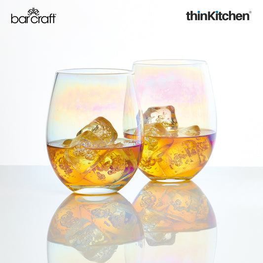 Iridescent Glass Tumblers Set Of 2 600ml