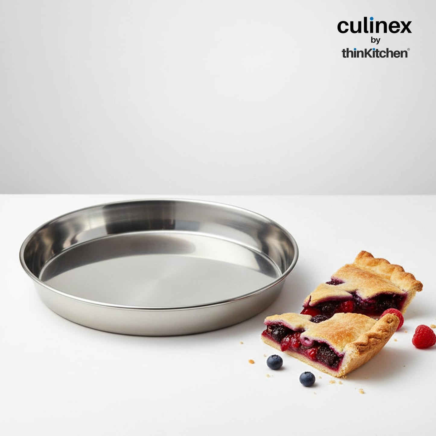 Culinex by thinKitchen Stainless Steel Round Cake Pan | Durable Baking Pan | Rust-Resistant & Easy to Clean | Ideal for Cakes, Desserts & More