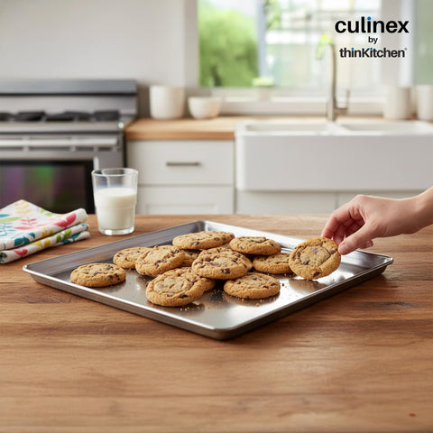 Culinex by thinKitchen Stainless Steel Cookie Sheet | Durable Baking Tray | Rust-Resistant & Easy to Clean | Perfect for Cookies, Biscuits, Pastries & More