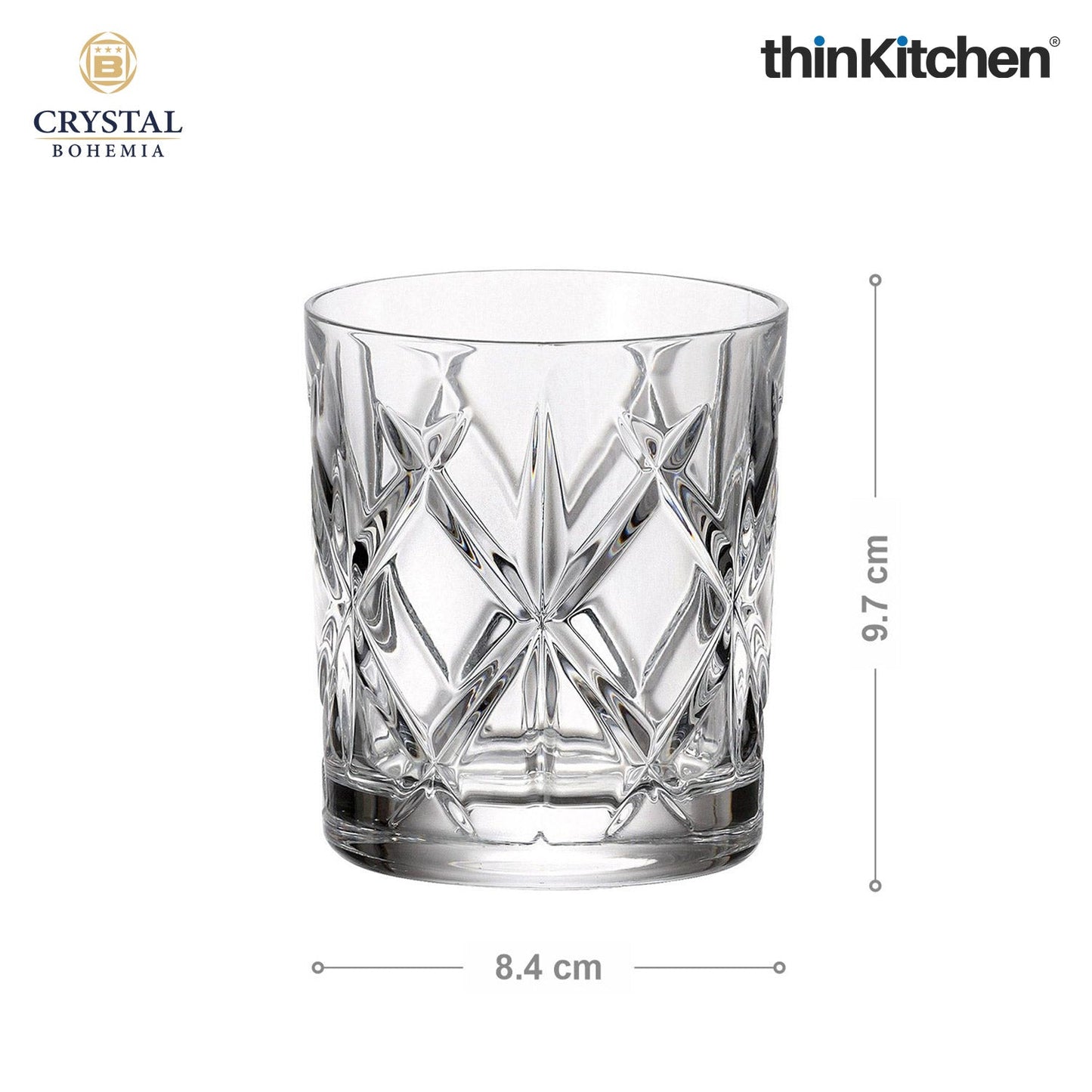 Crystal Bohemia Premium Whisky Glass – YORK – 320 ml Double Old Fashioned (DOF), Set of 6 | Luxury Czech Crystal Tumblers | International Crystalware | Made in Czech Republic