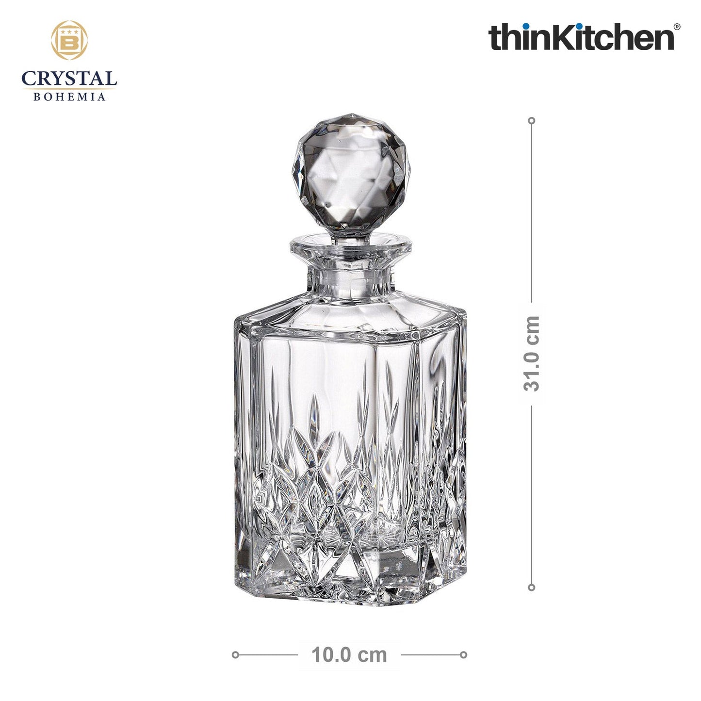 Crystal Bohemia Premium Whisky Decanter – BRIXTON – 800 ml | Luxury Czech Crystal Barware | International Decanter for Whisky, Scotch & Bourbon | Made in Czech Republic