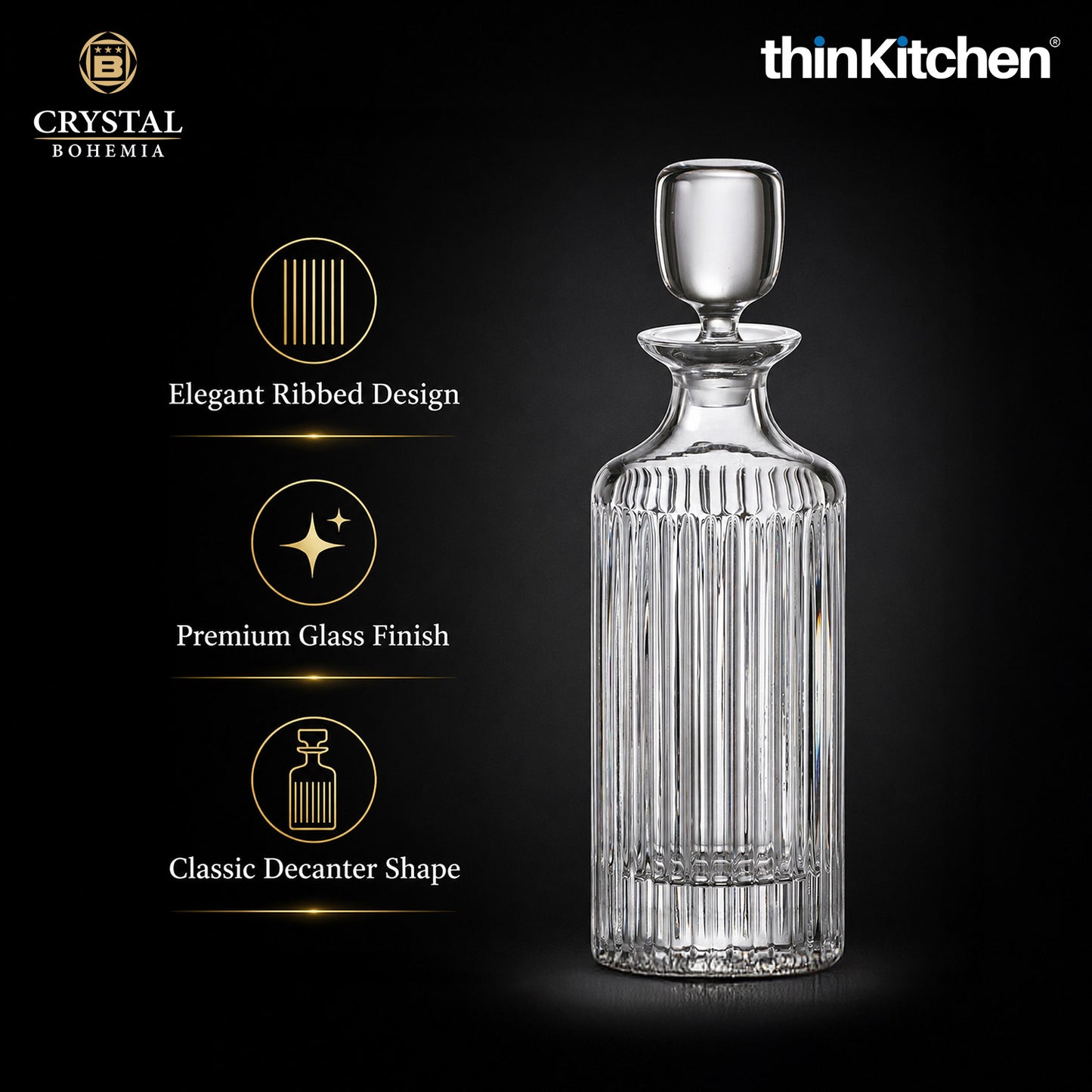Premium Skyline Premium 750ml Whisky Decanterwith Airtight Stopper for Scotch Bourbon Whiskey