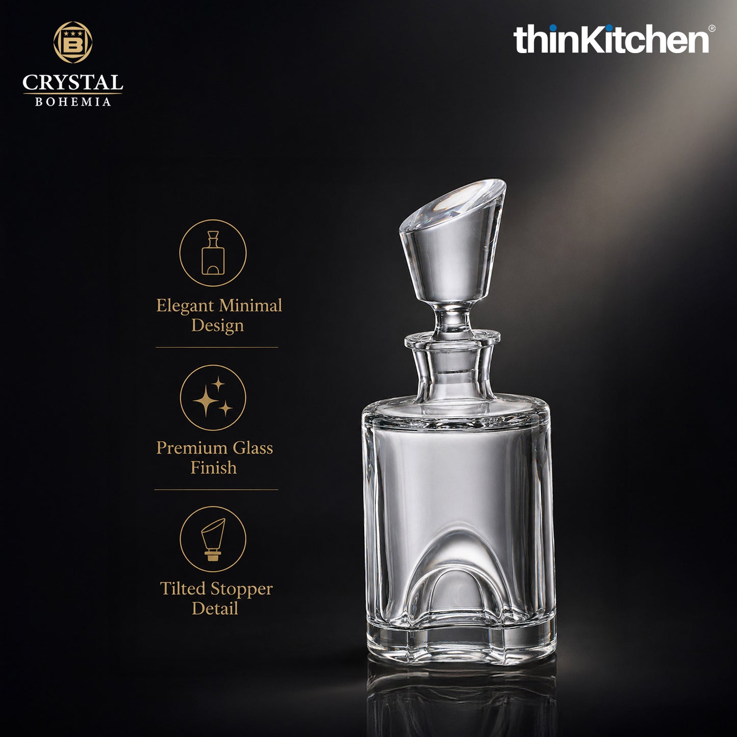 Premium Torneo Premium Whisky Decanter – 550 ml – Diamond‑Cut Czech Crystal Decanter with Stopper