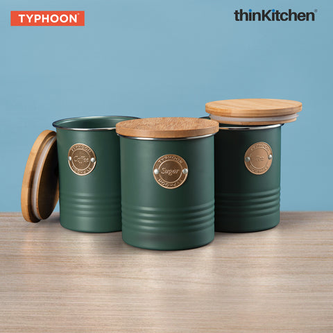 Typhoon Classic Beverage Essential Trio Living Green Tea Sugar Coffee Container Set
