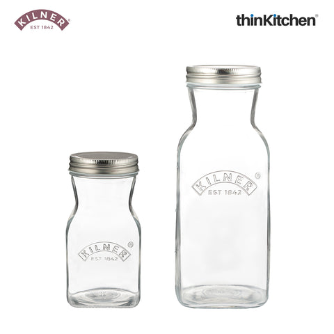 Kilner® Juice & Sauce Bottle Combo – 0.5L and 1L Set for Storing and Preserving Homemade Sauces, Juices, Yogurts, and More