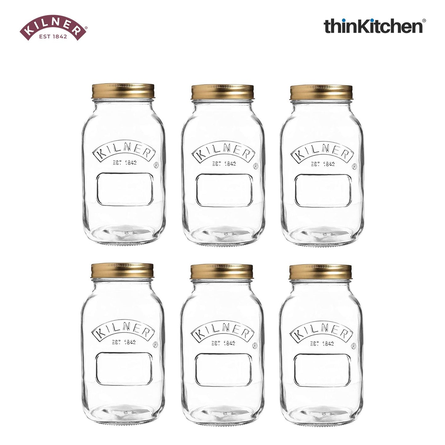 Kilner Set of 6 Preserve Jars - 1 Litre