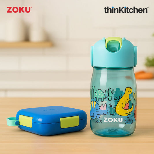 Zoku Combo sets of Dino Kids Flip Straw Bottle x Neat Bento Box