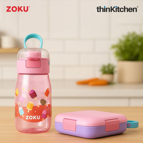 Zoku Pink Party Combo Set- Neat Bento Box x Flip Gulp Bottle