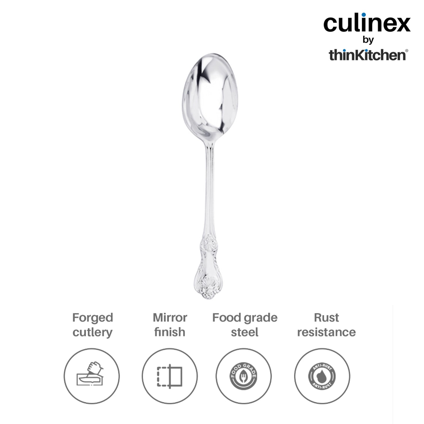 Culinex by thinKitchen|Fest 18/8 Stainless Steel Dessert Fork & Dessert Spoon, Set of 6