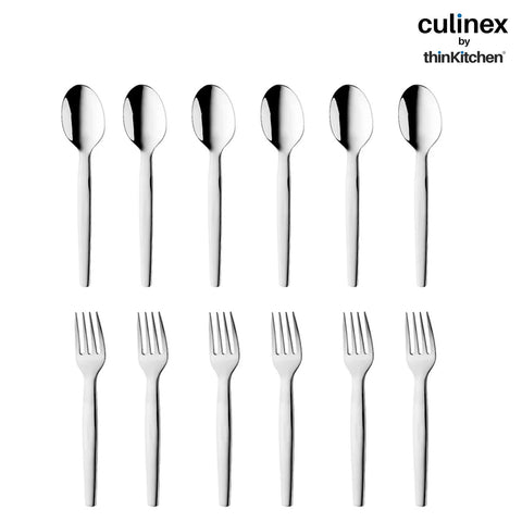 Culinex by thinKitchen|Queen Stainless Steel Dinner Fork & Dinner Spoon, Set of 6