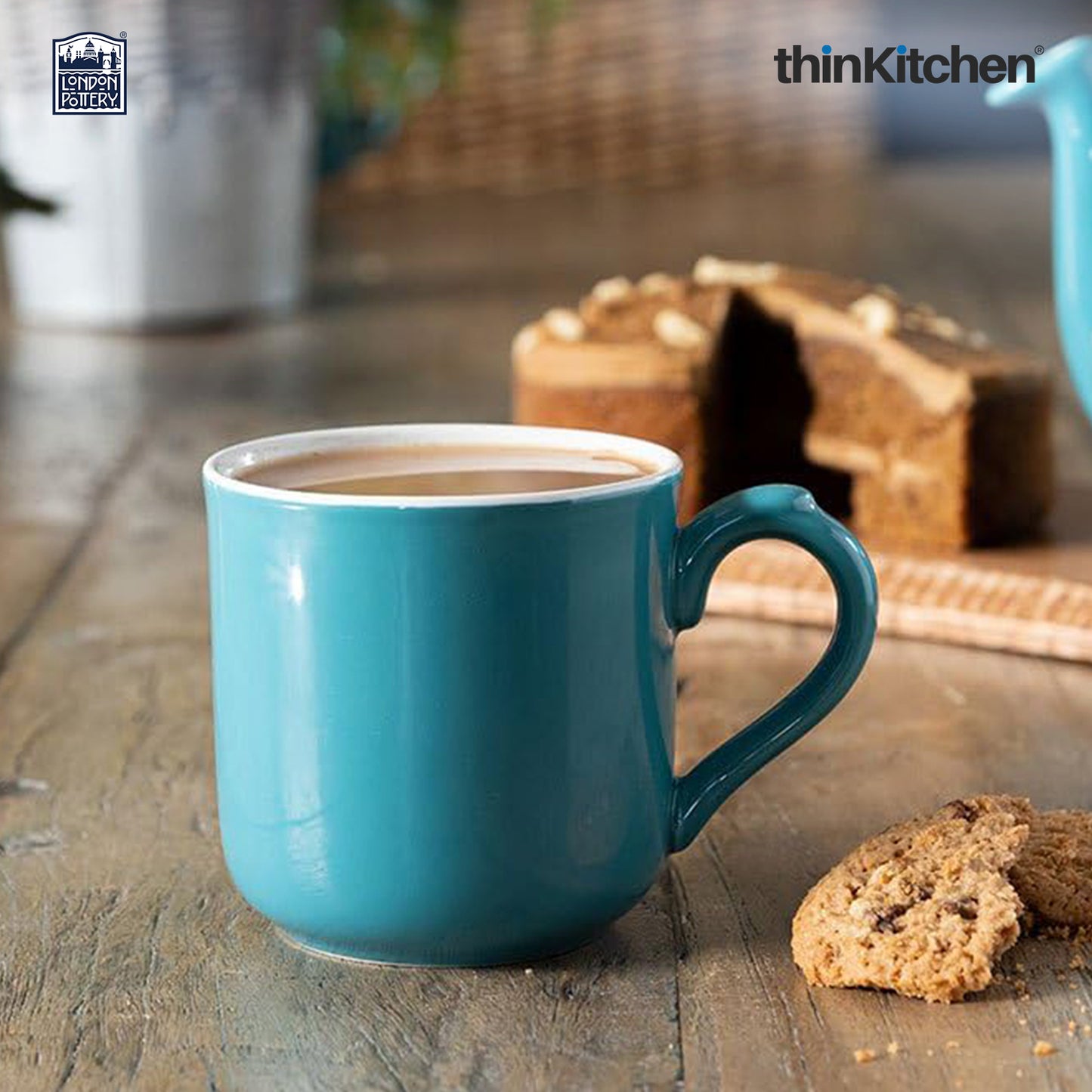 London Pottery Farmhouse Mug, Cobalt Blue, 250ml (Aqua) Set of 2