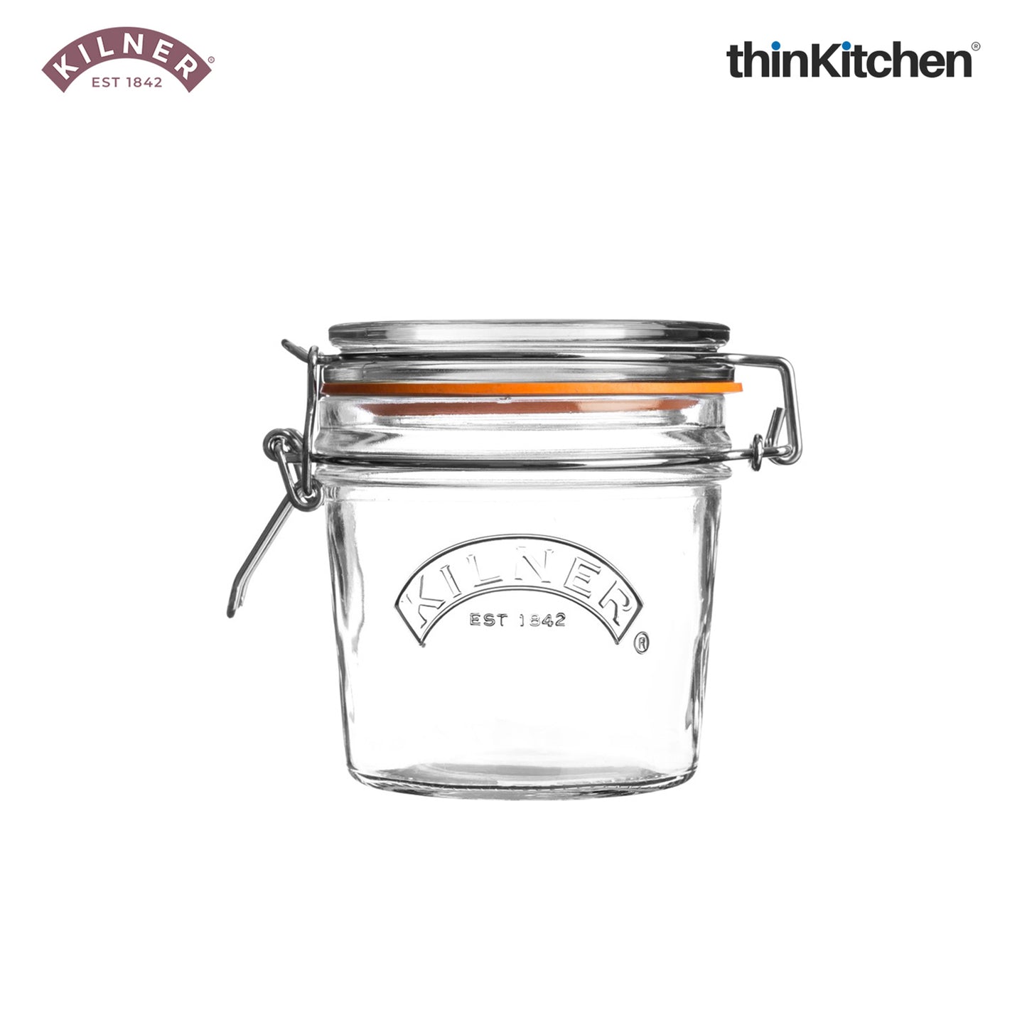 Kilner Premium Clip Top Airtight Round Glass Food Storage Container Jar - 350ML for thinKitchen | Multipurpose BPA Free, Reusable Kitchen Container for Storage, Set of 4