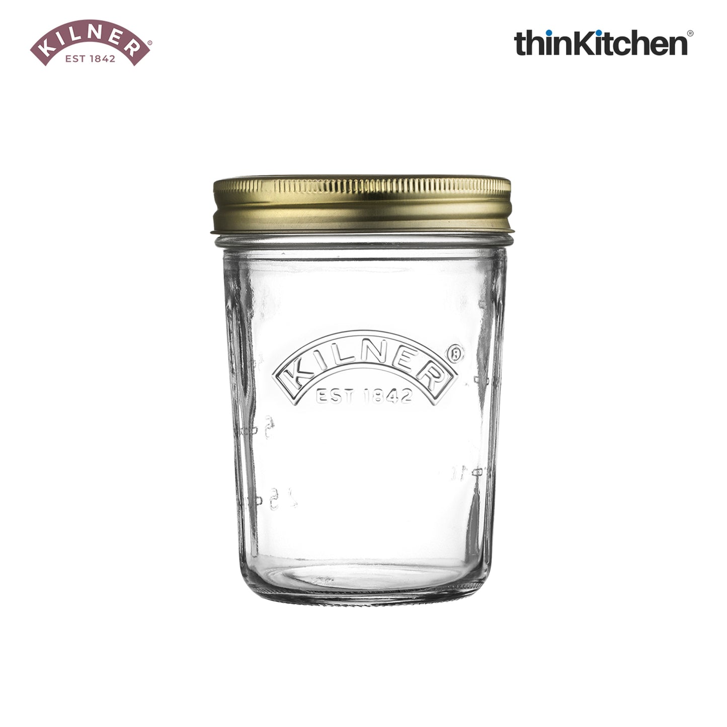 Kilner Premium Wide Mouth Airtight Glass Preserve Jar - 350ml | Multipurpose Kitchen Storage Container for Storing and Preserving Jams, Pickles, Chutneys, Set of 4