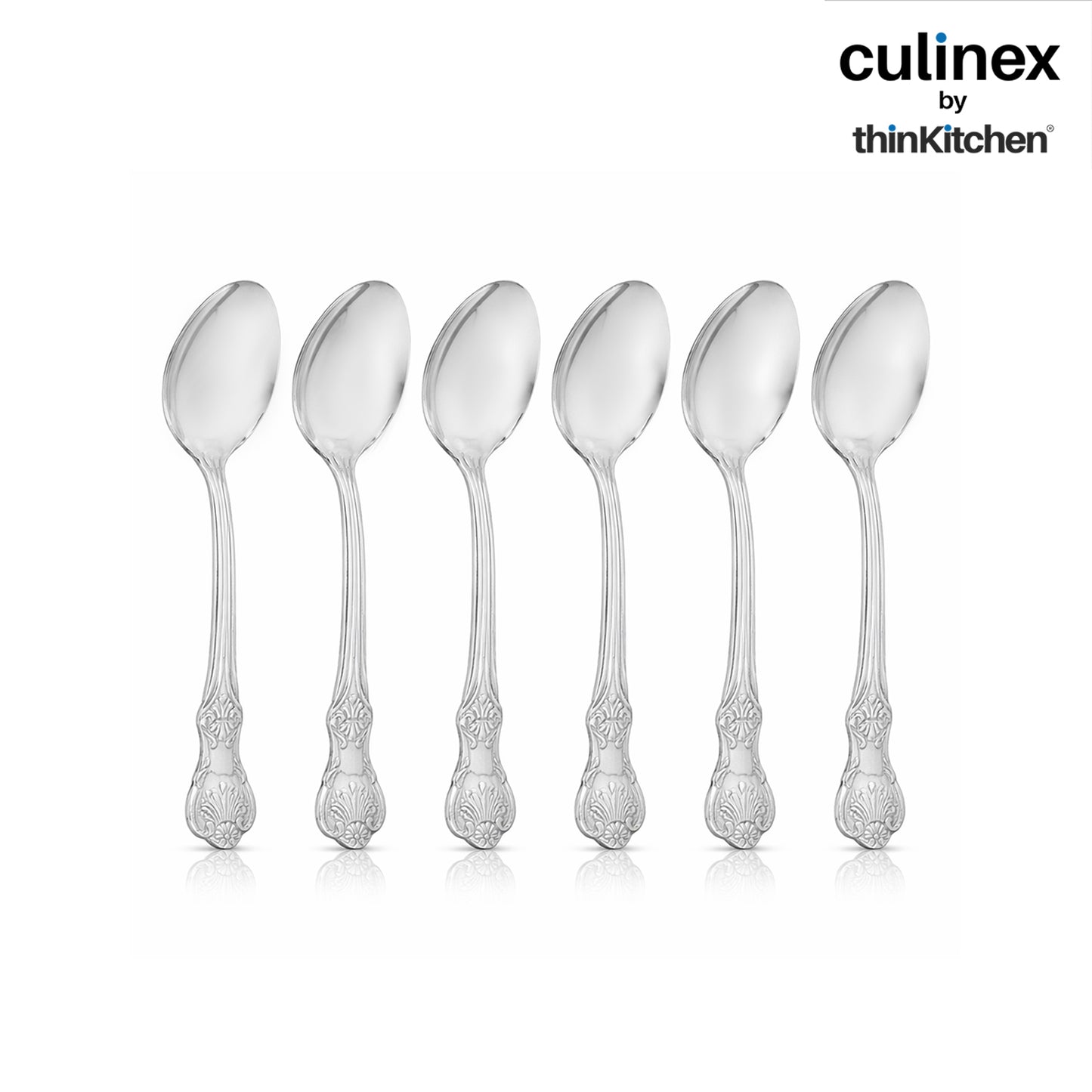 Culinex Premium 18/8 Stainless Steel 6" Dessert Spoon Set of 12 for Dining Table, Kitchen | Silver Rustproof Flatware, Tableware Cutlery By thinKitchen (Fest)