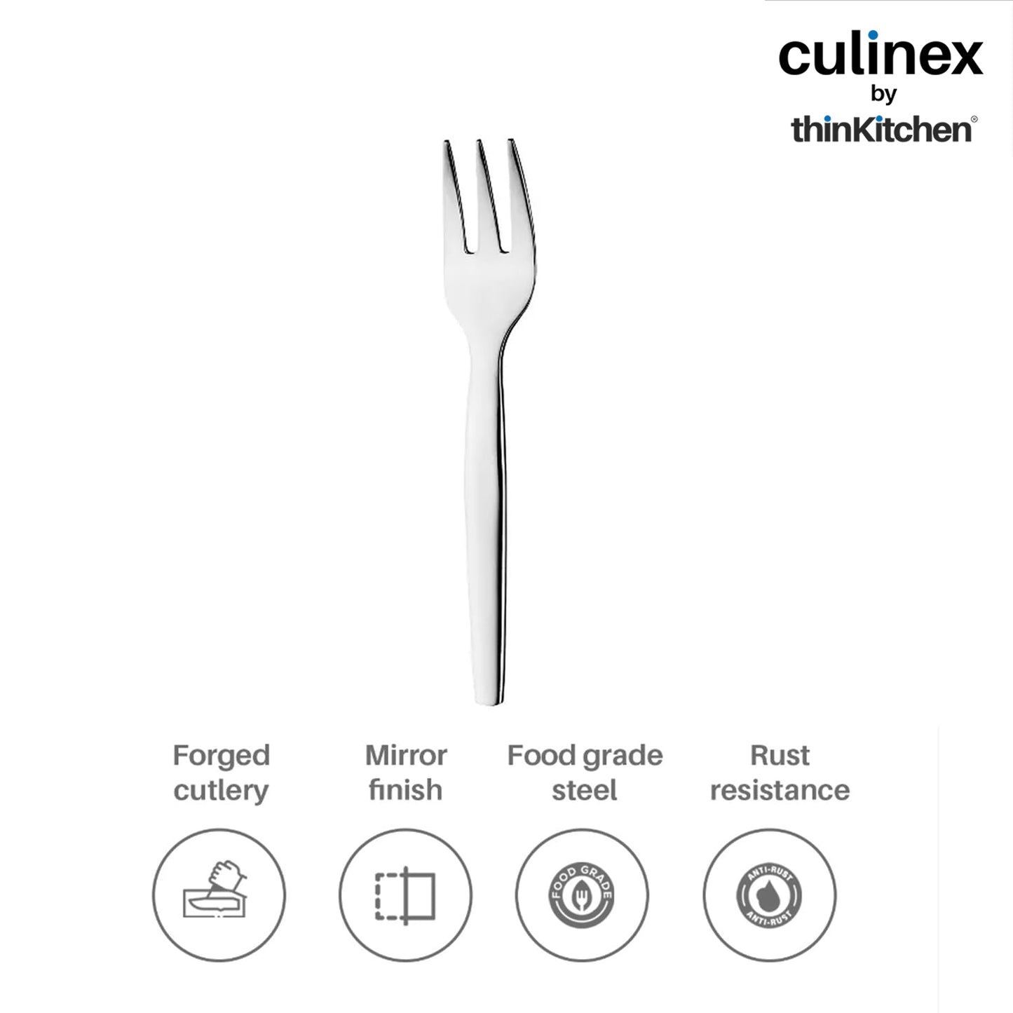 Culinex Premium Stainless Steel 5.7" Small Fruit Fork, Set of 12 | Ideal for Cake, Fruits, Fruits, Desserts | Silver Rustproof Flatware, Tableware By thinKitchen (Queen)