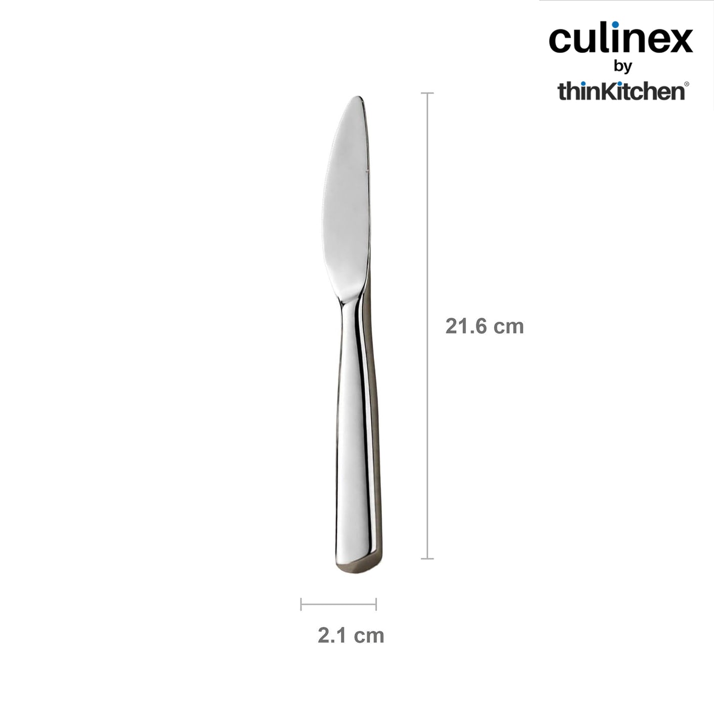 Culinex Premium Stainless Steel 8.5" Knife Set of 6 for Dining Table, Kitchen | Rustproof Dinner Knives, Silver Flatware by thinKitchen (Essen)