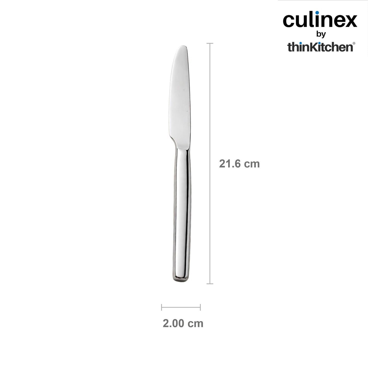 Culinex Premium Stainless Steel 8.5" Knife Set of 6 for Dining Table, Kitchen | Rustproof Dinner Knives, Silver Flatware by thinKitchen (Queen)