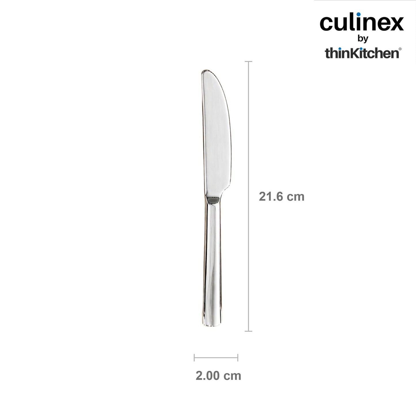 Culinex Premium Stainless Steel 8.5" Knife Set of 6 for Dining Table, Kitchen | Rustproof Dinner Knives, Silver Flatware by thinKitchen (Peru)