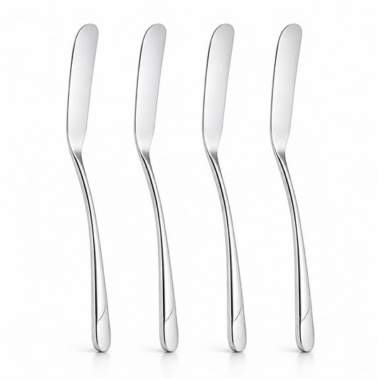 Culinex 18/8 Premium Stainless Steel 2.5" Butter Knife Set of 4 for Kitchen, Butter Jam Spreader | Silver Rustproof Flatware Tableware By thinKitchen