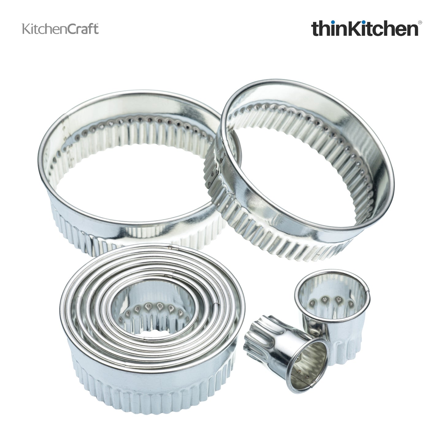 Kitchencraft 11 Pc Fluted Cutters With Metal Storage Tin