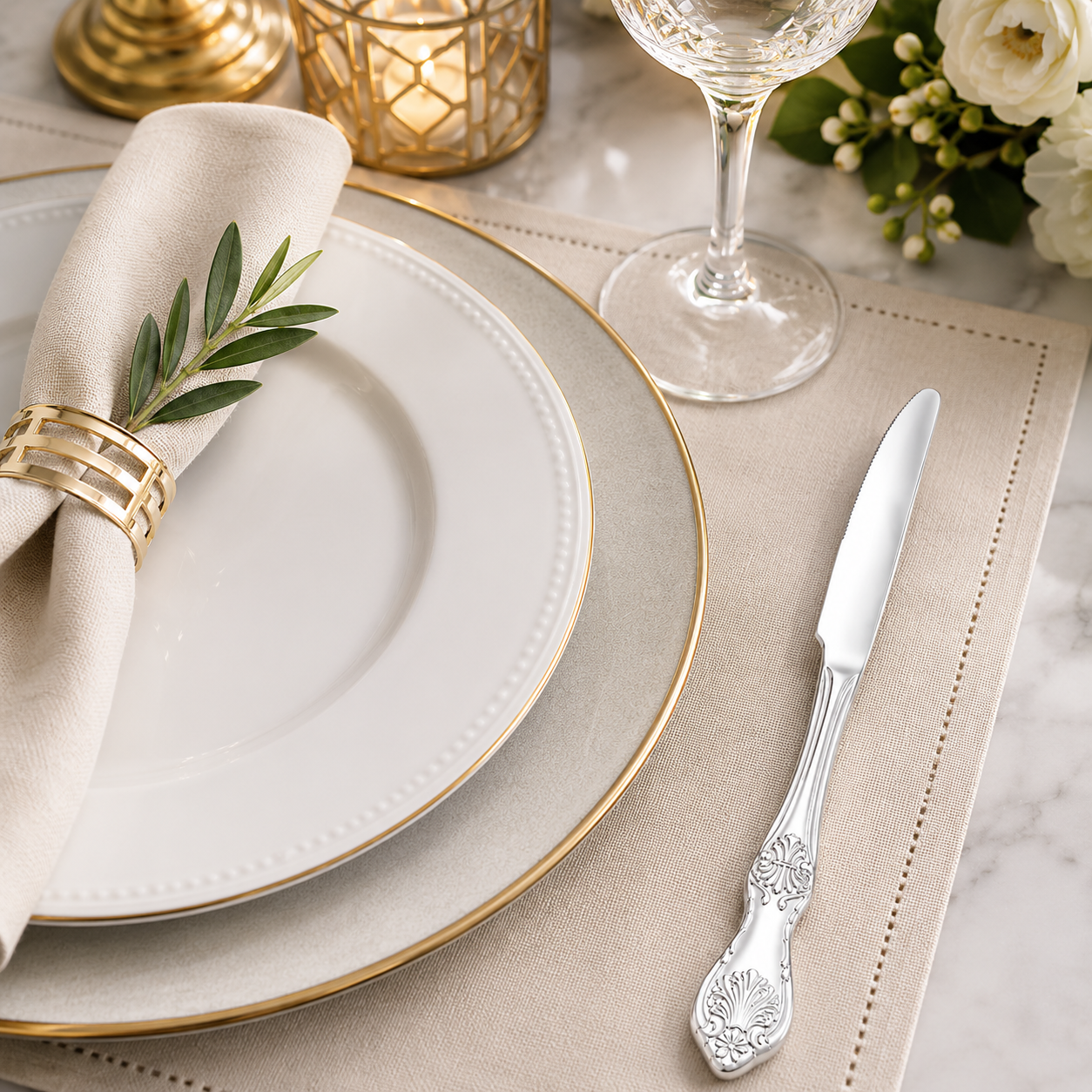 Culinex Stainless Steel 9.3" Premium Table Knife Set of 2 for Dining Table, Kitchen| Silver Rustproof Flatware By thinKitchen (Fest)