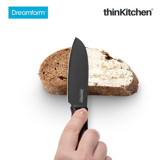 Dreamfarm Kneed  - Cutting, Spreading and Scooping Knife with Built-in Plastic Wrap Cutter - Black