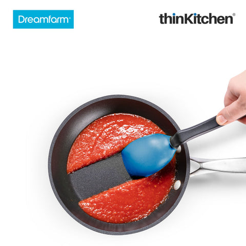 Dreamfarm Supoon Non Stick Silicone Sit Up Scraping Cooking Spoon With Measuring Lines Blue