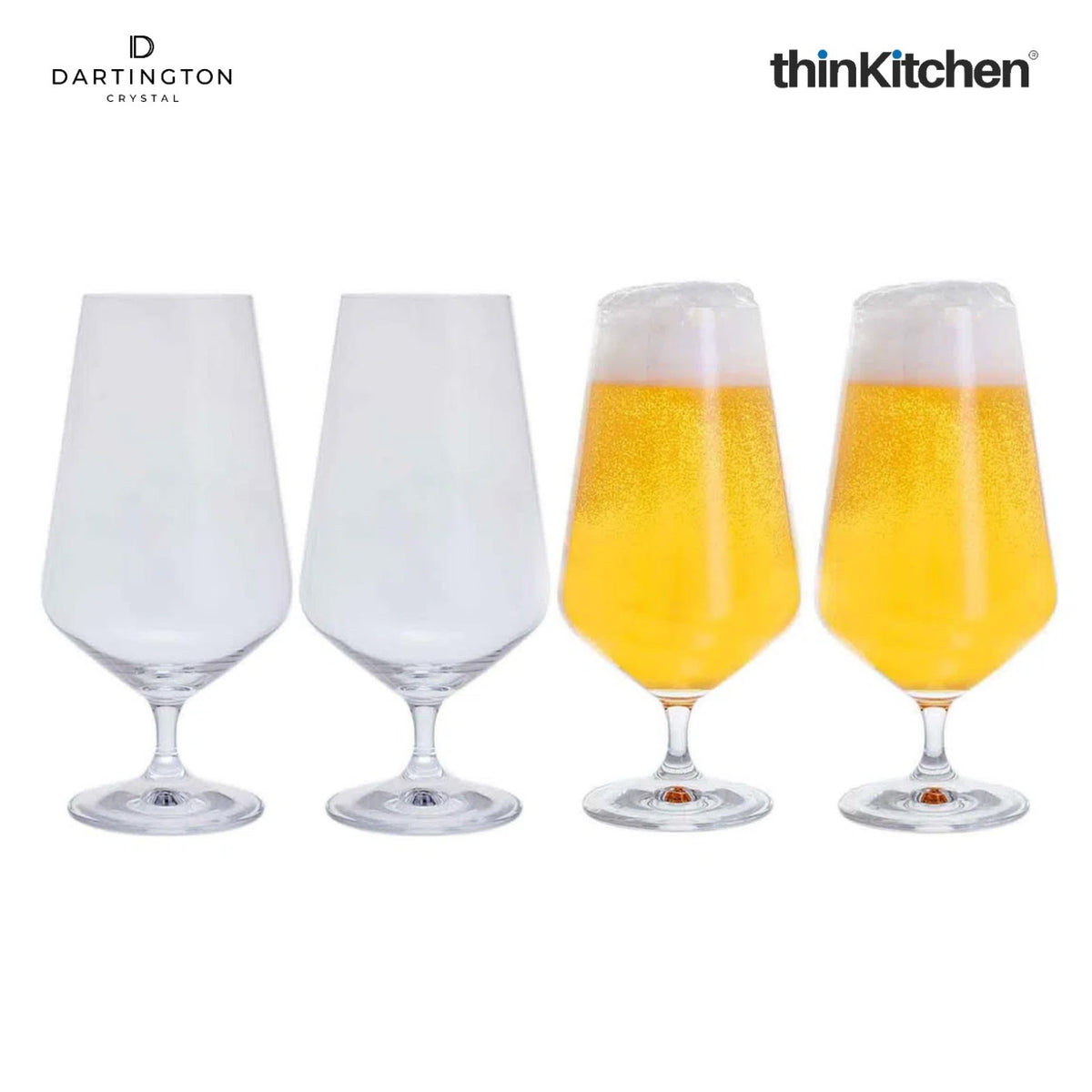 Dartington Premium Crystal Beer Glasses Set of 4 x 550ml Lead-Free Beer Glasses for Lager, Craft