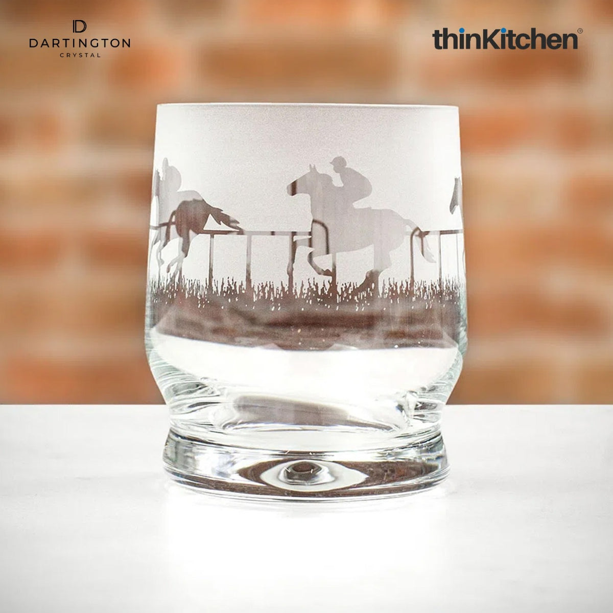 Dartington Premium Crystal Horse Racing Design Whisky Drinking Glass, Experience Glass, Tumbler for Whisky, 350ml
