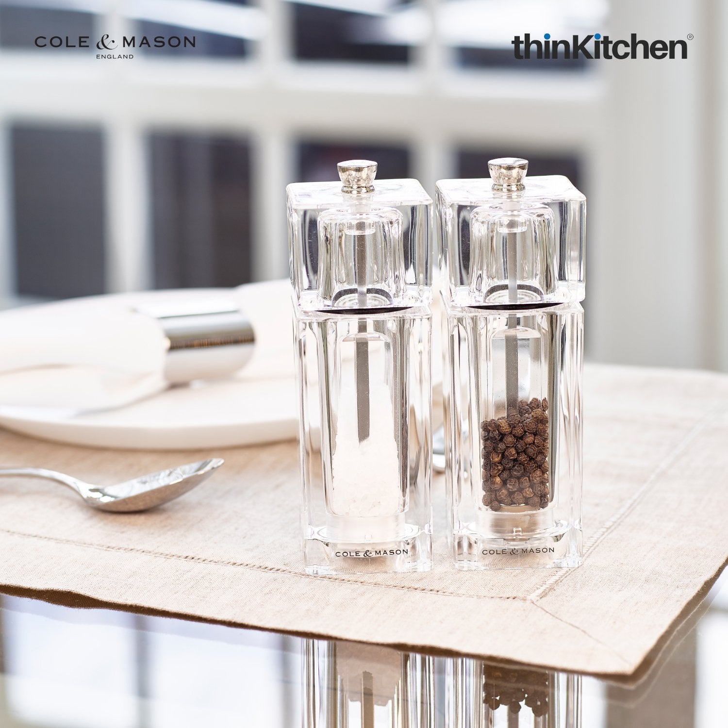 Cole Mason Precision Manual Acrylic Cube Salt Mill - 1